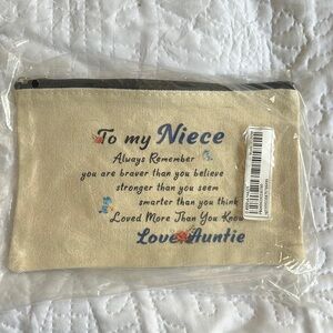 (New) Tan Inspirational Beige Pouch for Niece